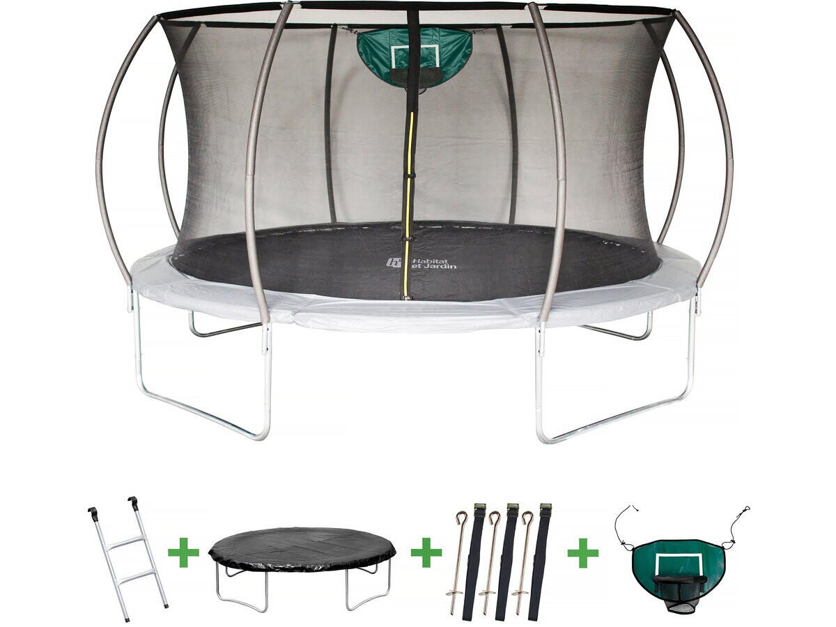 Trampoline avec filet intérieur jumper - Ø 4,25 m - Gris 1/5
