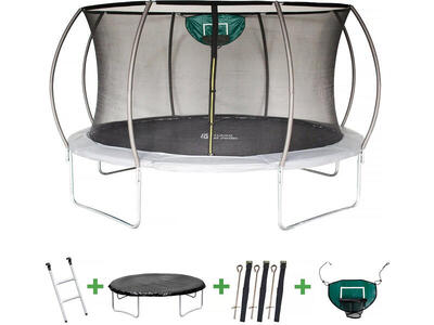 Trampolino con rete interna e canestro "jumper" Ø425 m - Grigio