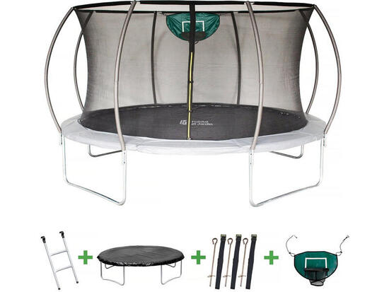 Trampoline avec filet intérieur jumper - Ø 4,25 m - Gris