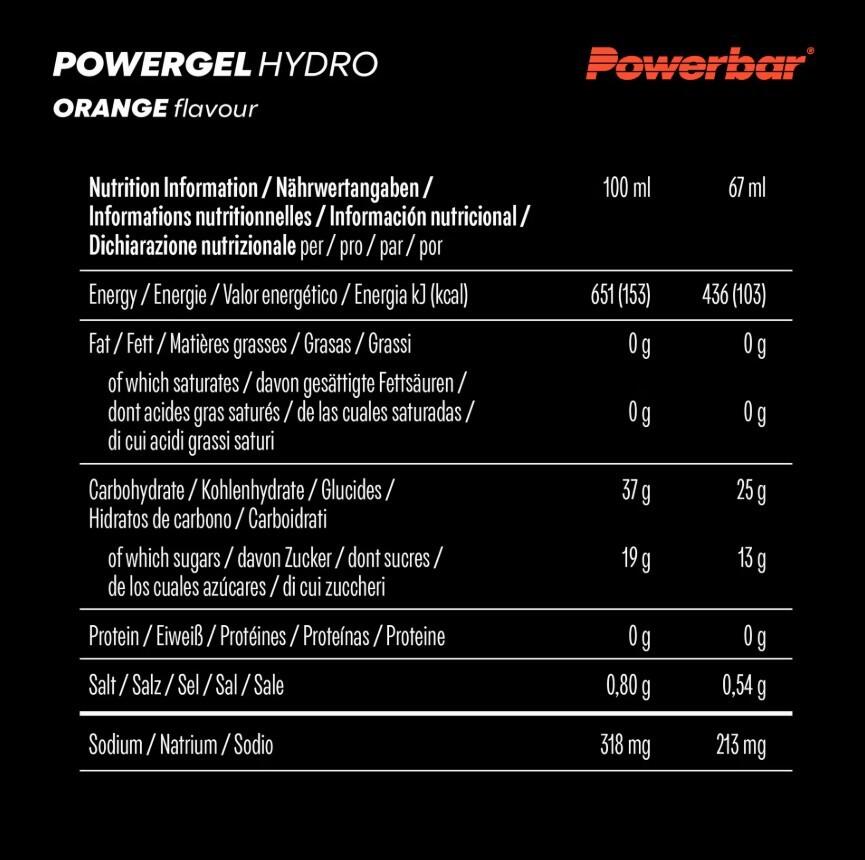 Gel PowerBar PowerGel Hydro 24x67ml Cola Caffeine 2/3