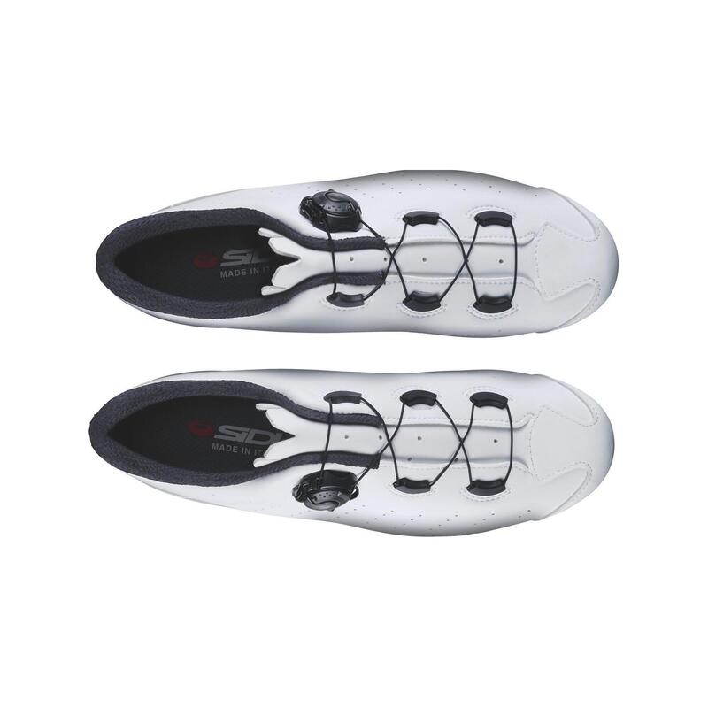 Pantofi de ciclism Fast 2 cu talpă carbon și închidere rotativă albi, mărimea 43