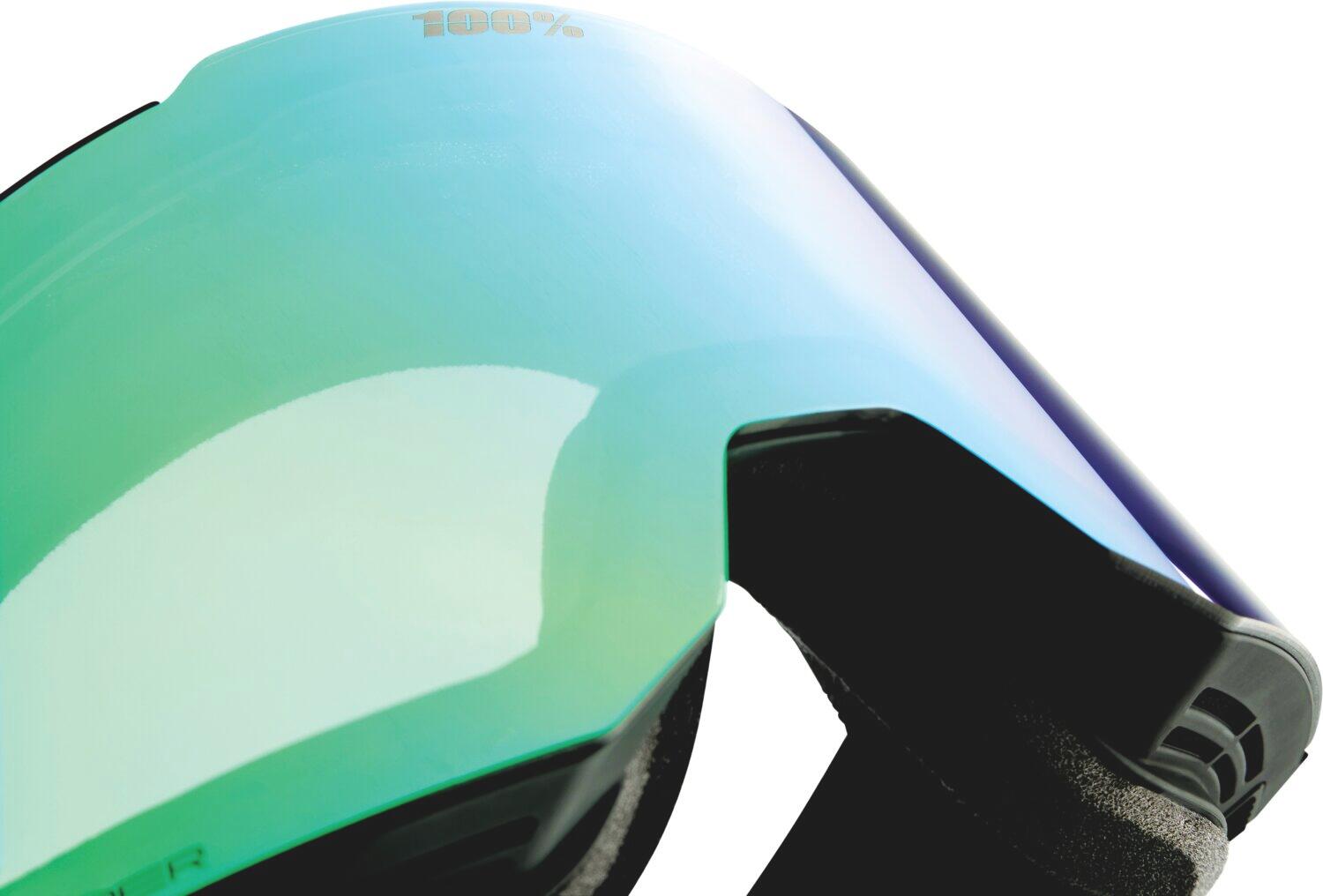 SNOWCRAFT HiPER Goggle Black/Green - Mirror Green Lens 3/4