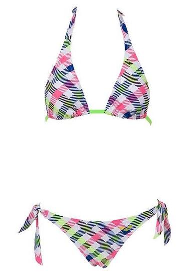 Arena Checks Triangel-Bikini Weiß/Multicolor Größe 40