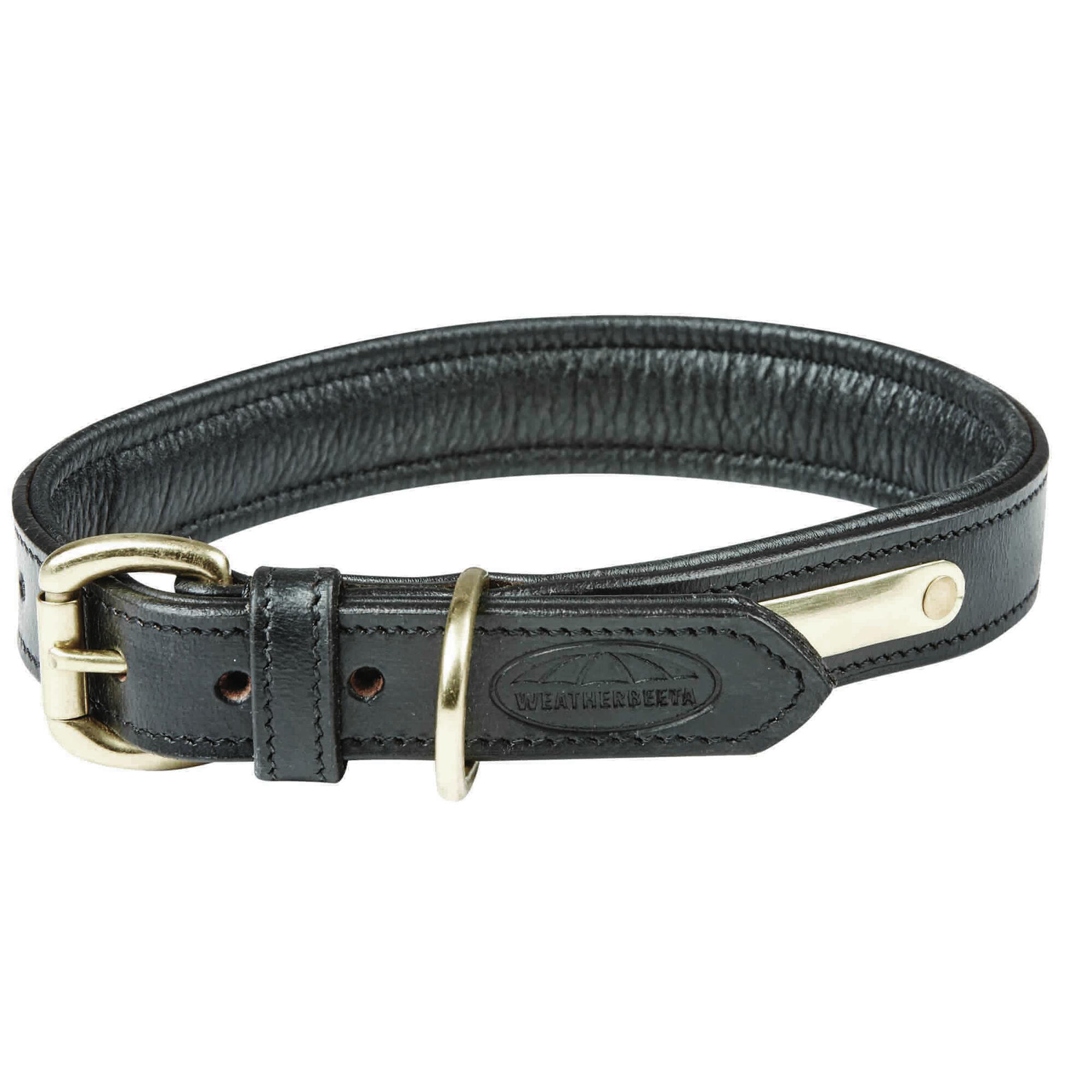 Padded Leather Dog Collar (Black) 1/3