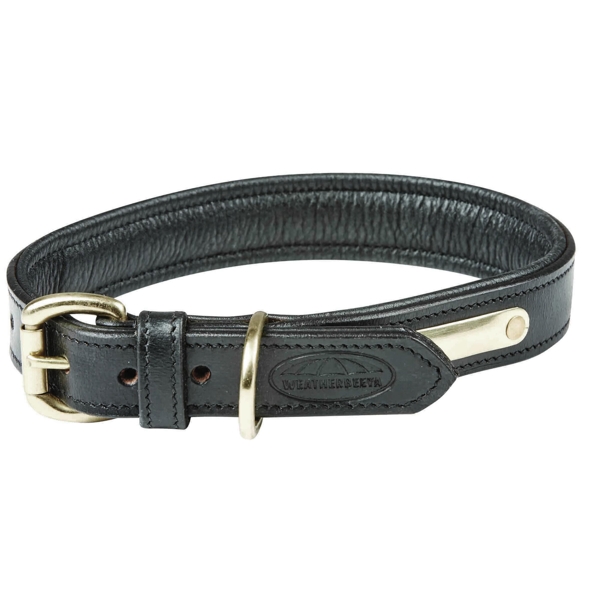 WEATHERBEETA Padded Leather Dog Collar (Black)