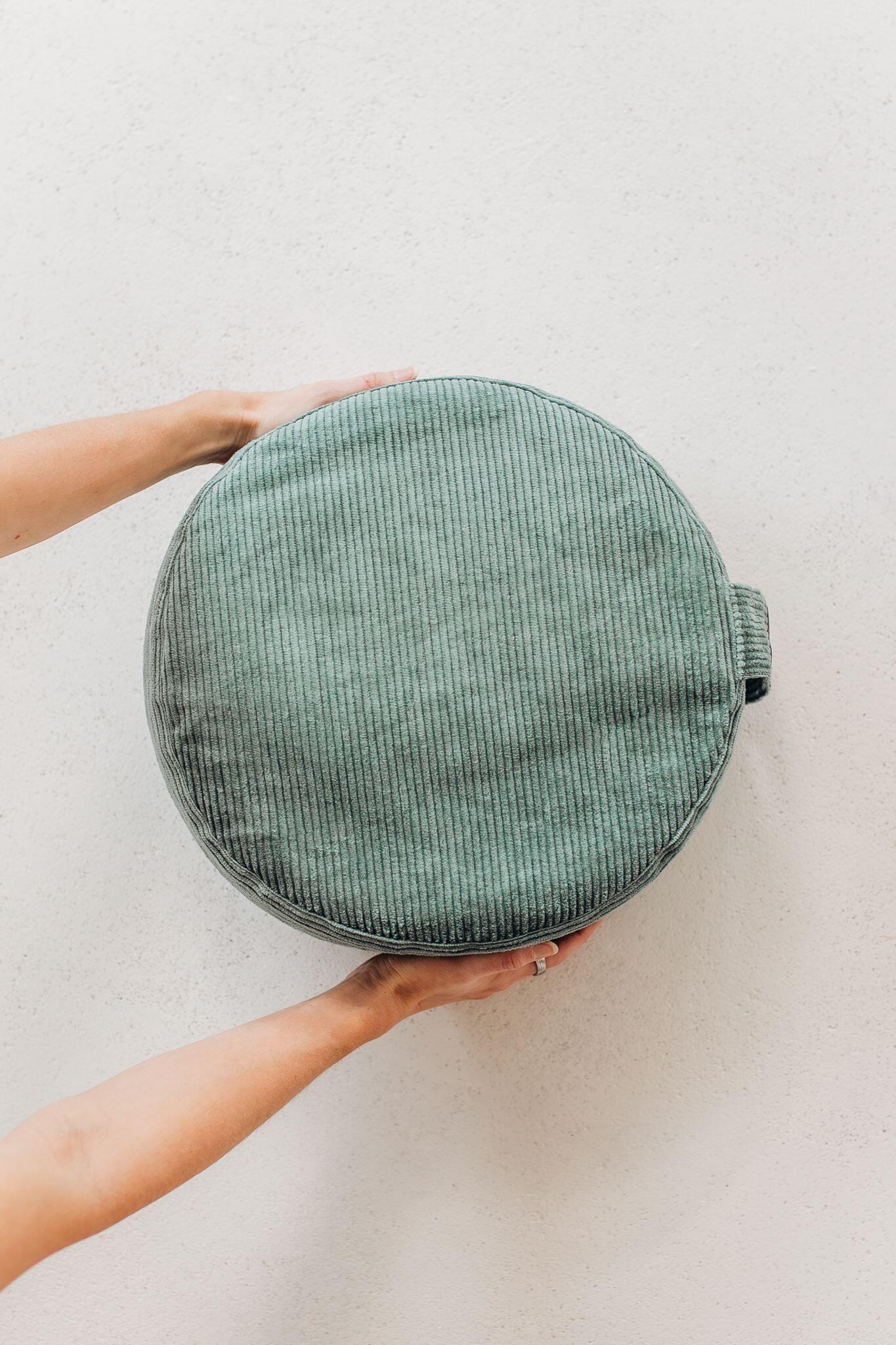 Lotus Meditatiekussen eco rib asgroen rond 3/5