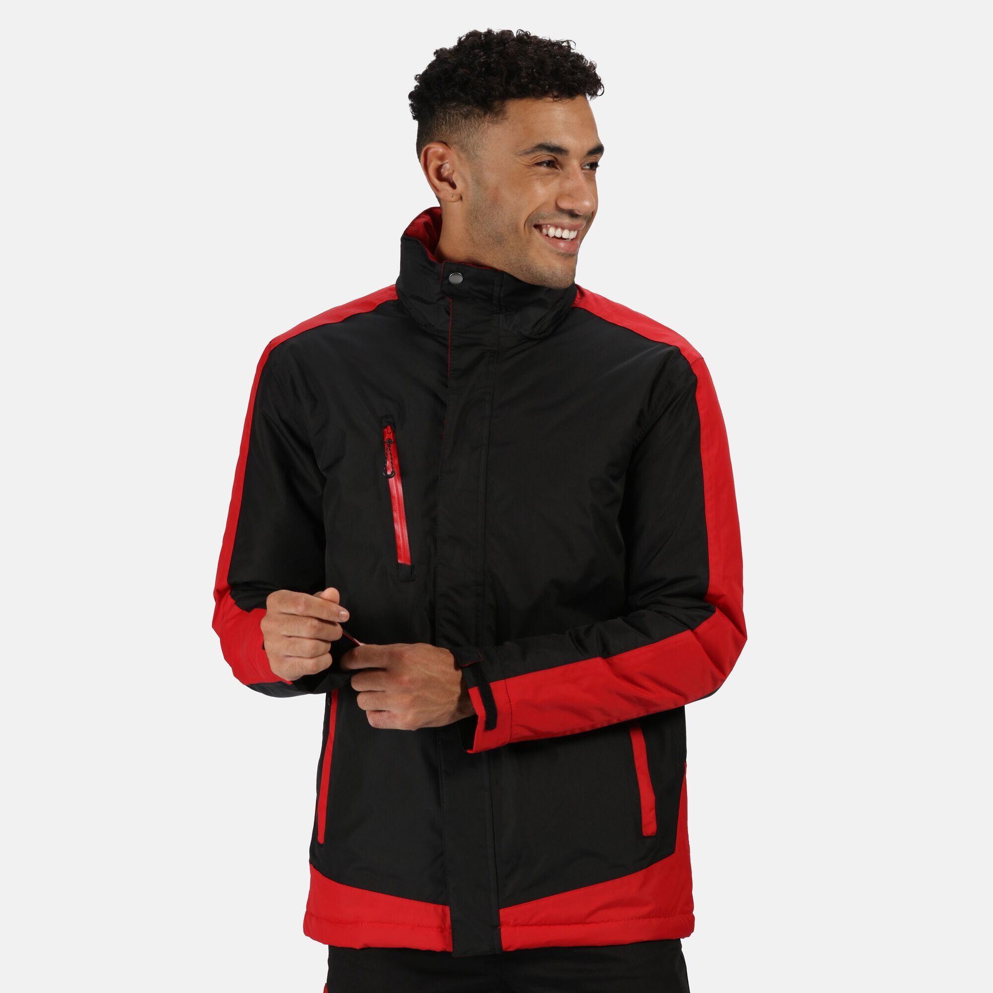 Mens Contrast Full Zip Jacket (Graphite Black/Raspberry Red) 4/5