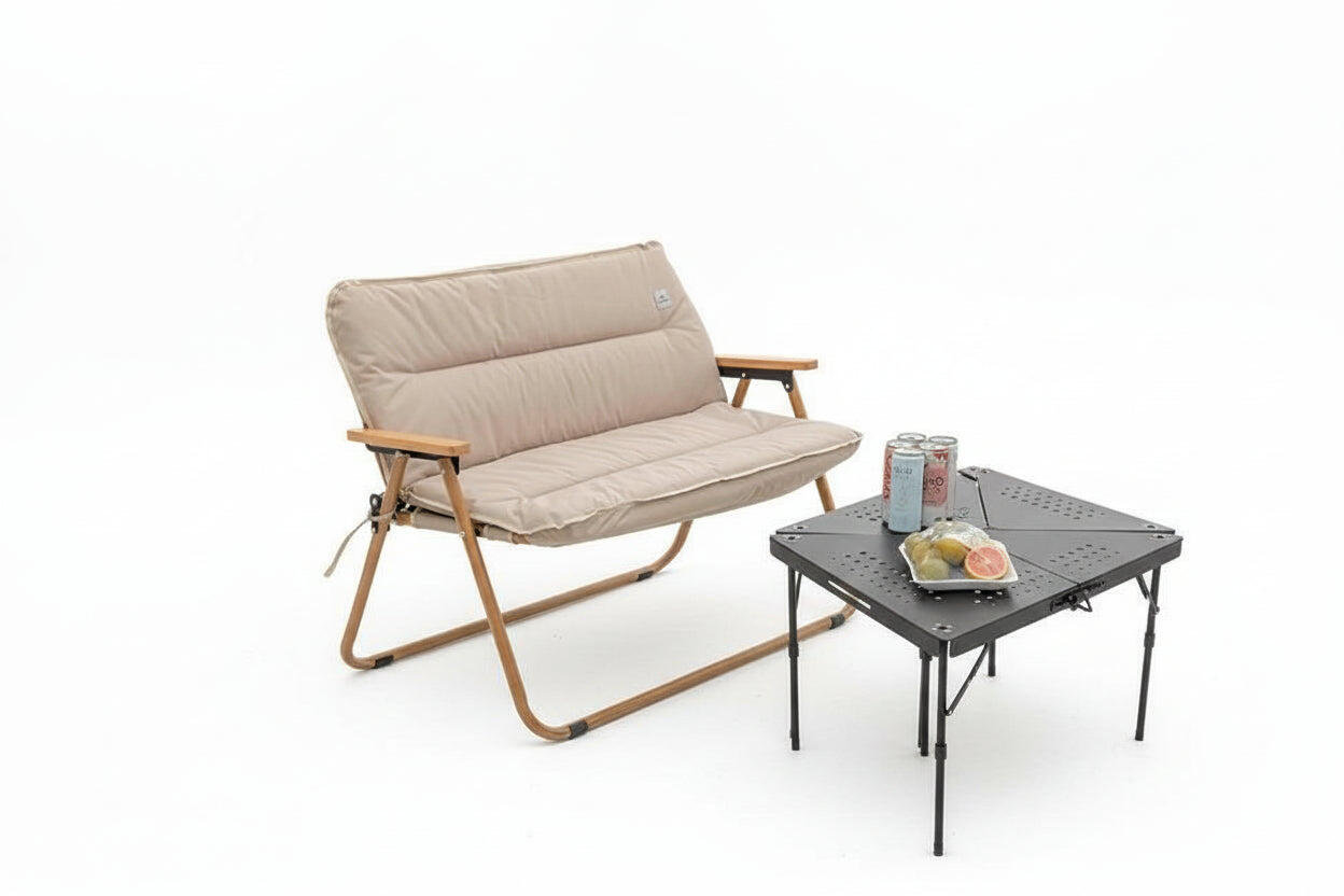 Double Foldable Camping Chair with Aluminum Frame