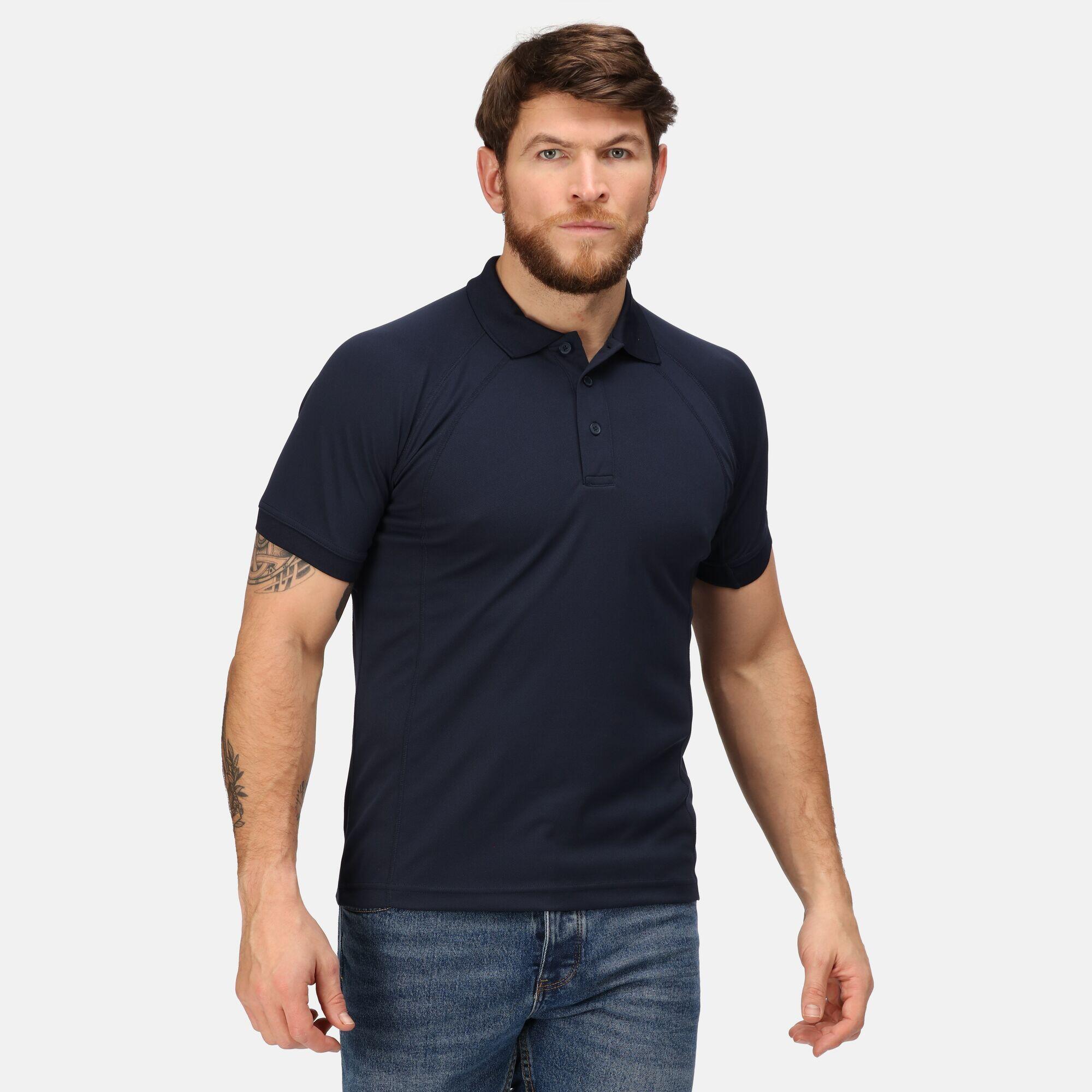 Professional Mens Coolweave Short Sleeve Polo Shirt (Navy) 3/5