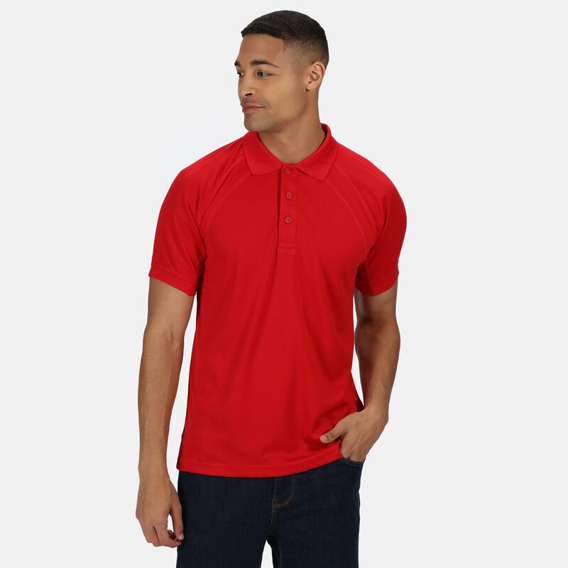 Polo Absorção da Humidade Manga Curta Coolweave Homem Vermelho Clássico