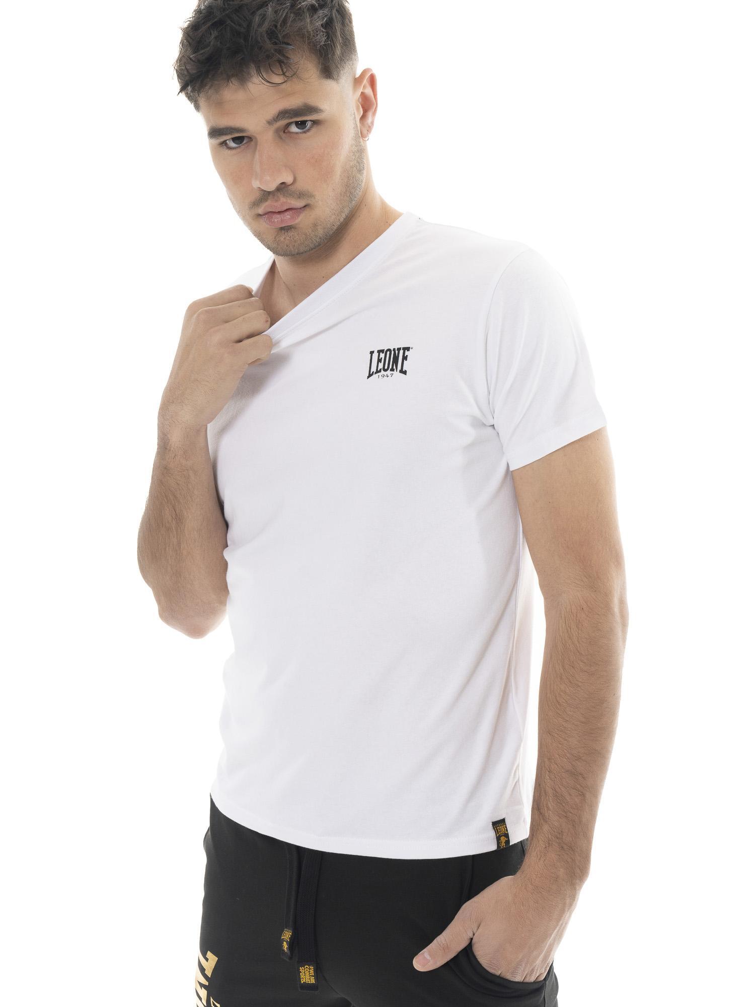 Kurzärmliges T-Shirt aus Stretch-Baumwolle mit goldenem Leone 1947-Logo 5/5