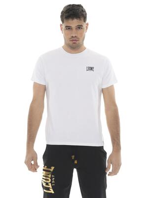 T-shirt van stretchkatoen met korte mouwen en leone 1947 gold-logo