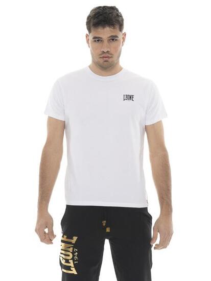 T-shirt in cotone elasticizzato a manica corta con logo Leone 1947 Gold