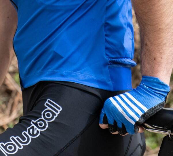 GANTS BICICLETA CORTOS BlueBall EN BLEU AVEC RAYAS BLANCAS 3/5