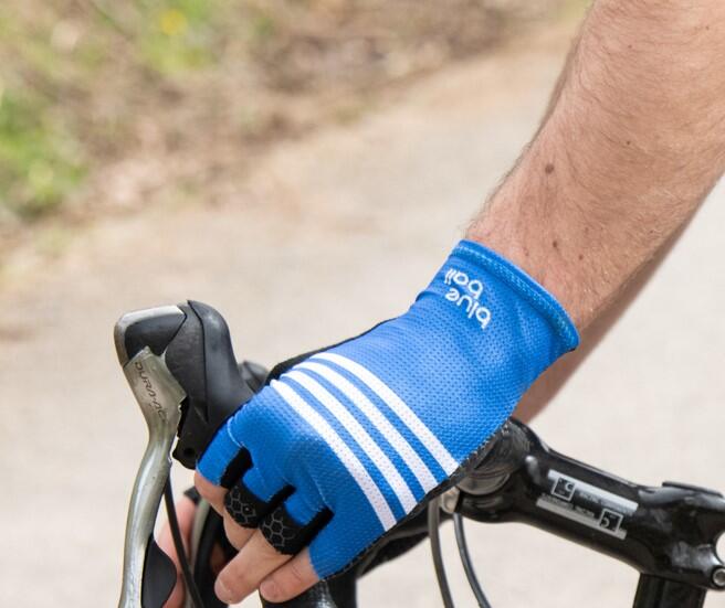 GANTS BICICLETA CORTOS BlueBall EN BLEU AVEC RAYAS BLANCAS 4/5