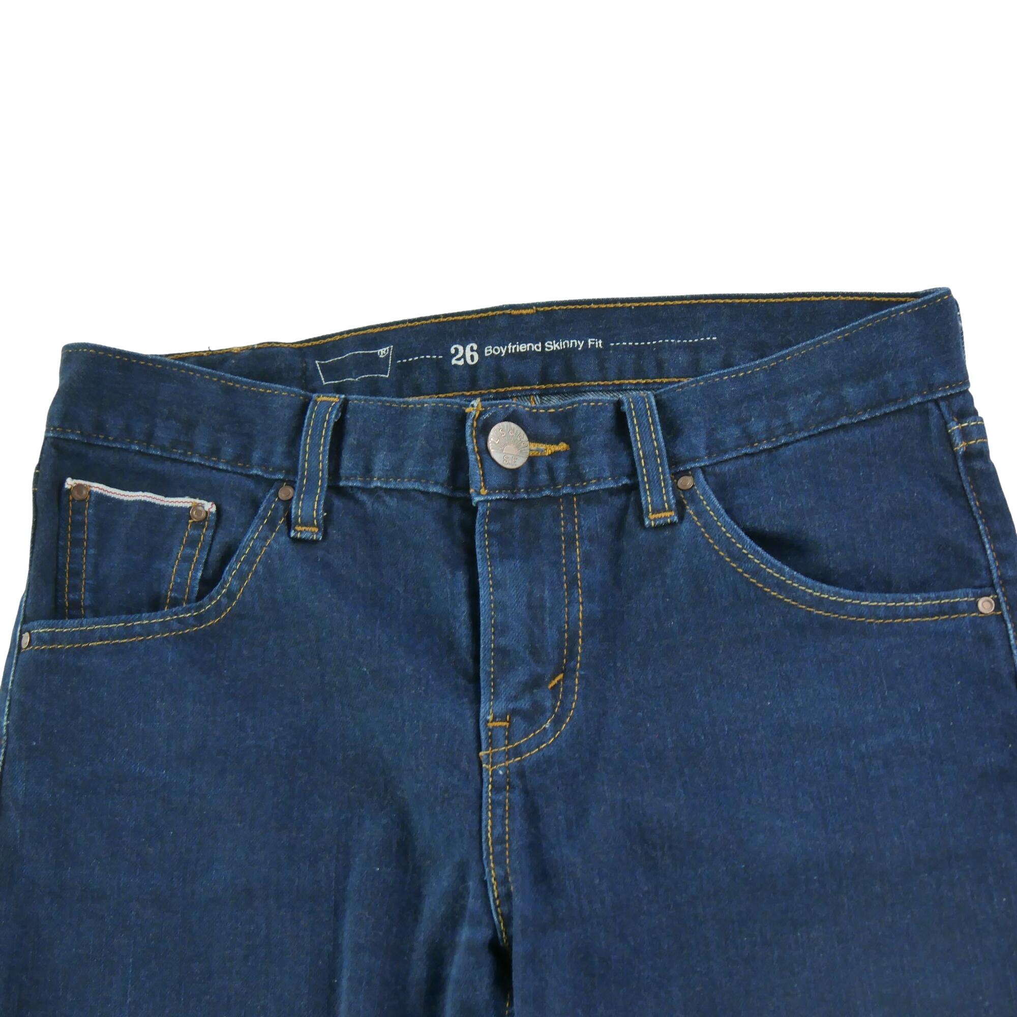 Seconde vie - Jean Femme Levis Boyfriend Skinny Marine - Excellent 3/7