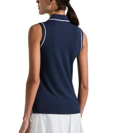 Origineel Penguin mouwloos performance golfpoloshirt voor dames, marineblauw 3/3