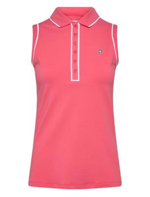 Origineel penguin mouwloos performance golfpoloshirt voor dames, roze