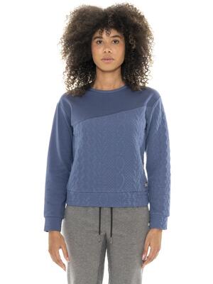 Leone 1947 braid dames wintertrui met ronde hals en gevlochten inzetstukken