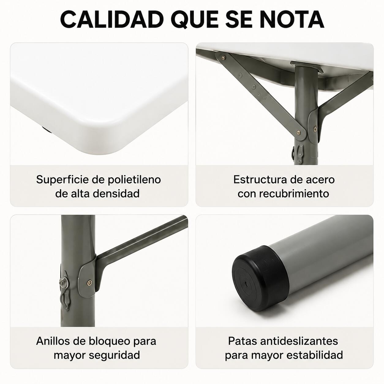 Mesa dobrável jardim 84x84x74 cm portátil multifuncional 3/5