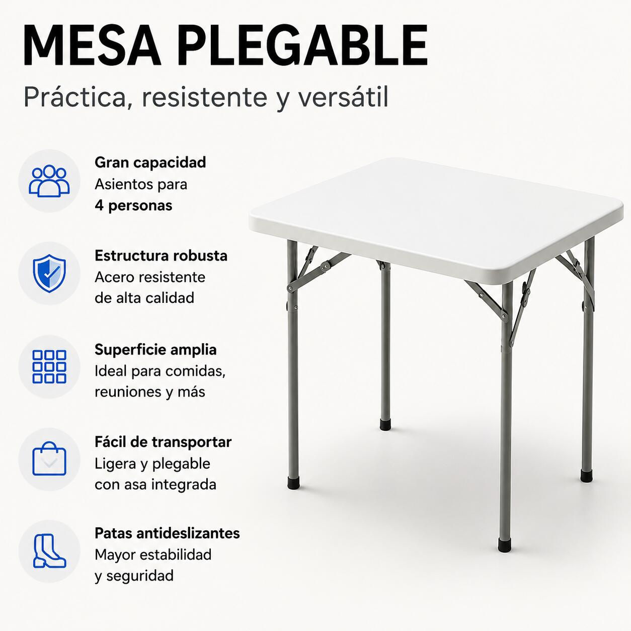 Mesa dobrável jardim 84x84x74 cm portátil multifuncional 2/5