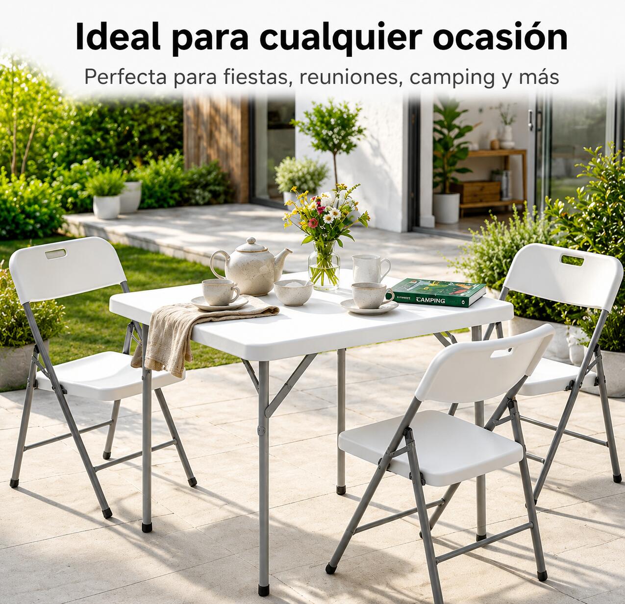 Mesa dobrável jardim 84x84x74 cm portátil multifuncional 5/5