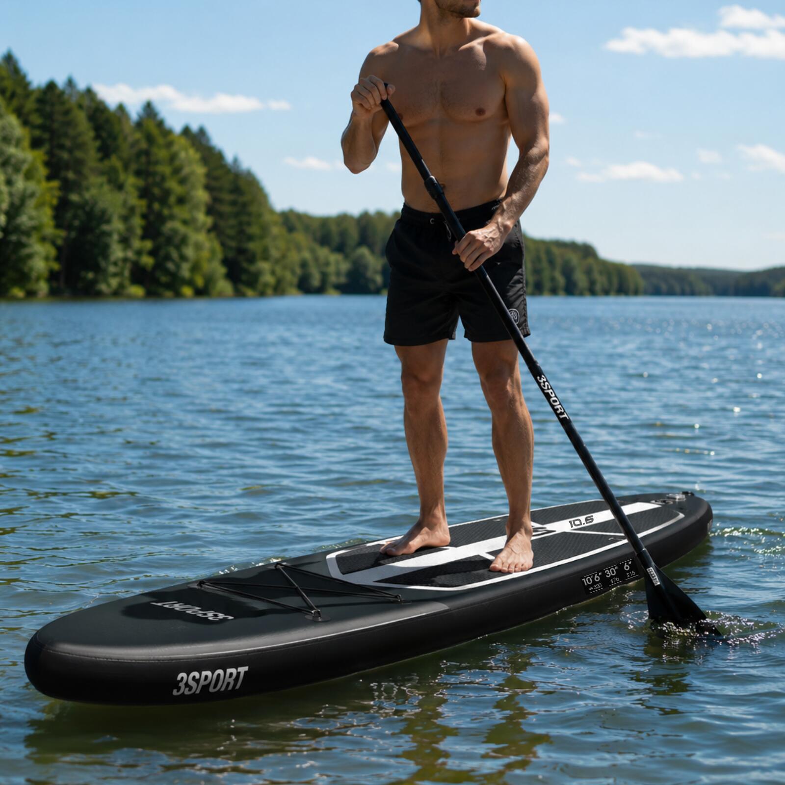 Deska Sup Stand Up Paddle Board 3Sport 320 Cm Czarna 3/7