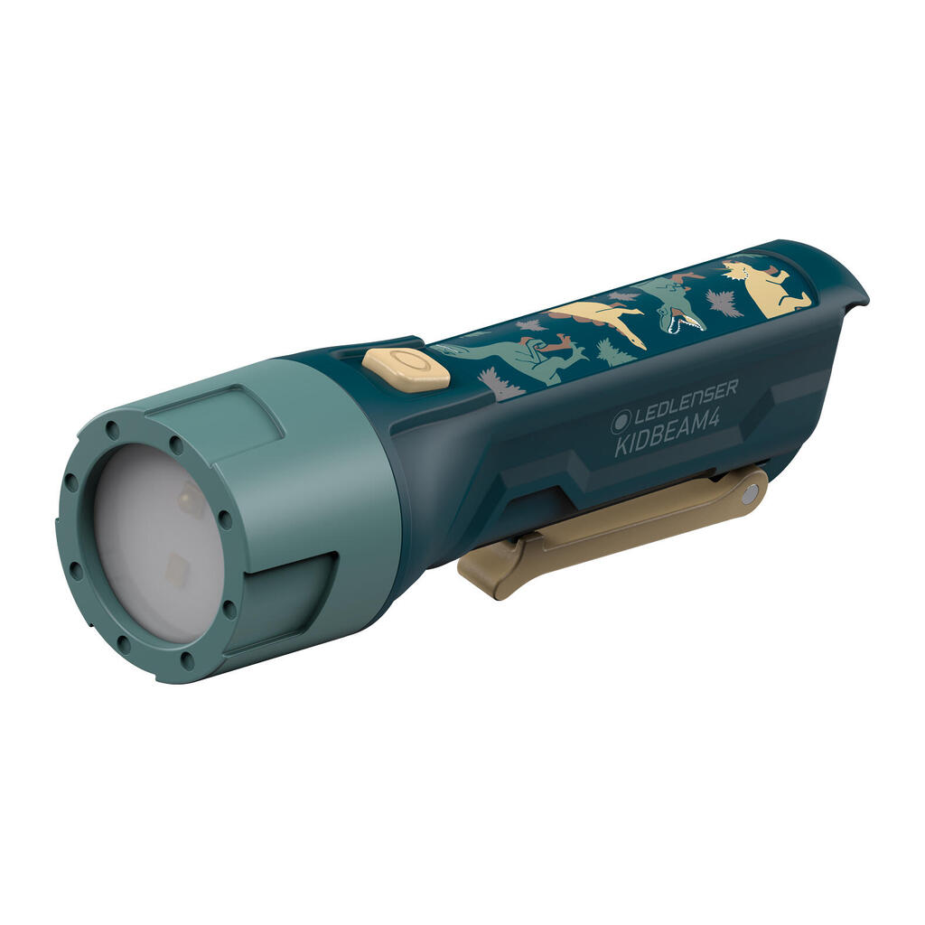 KidBEAM4 Kids' Camping Torch x2 AAA, 4 LED Colours, Lightweight, Inc Pocket Clip