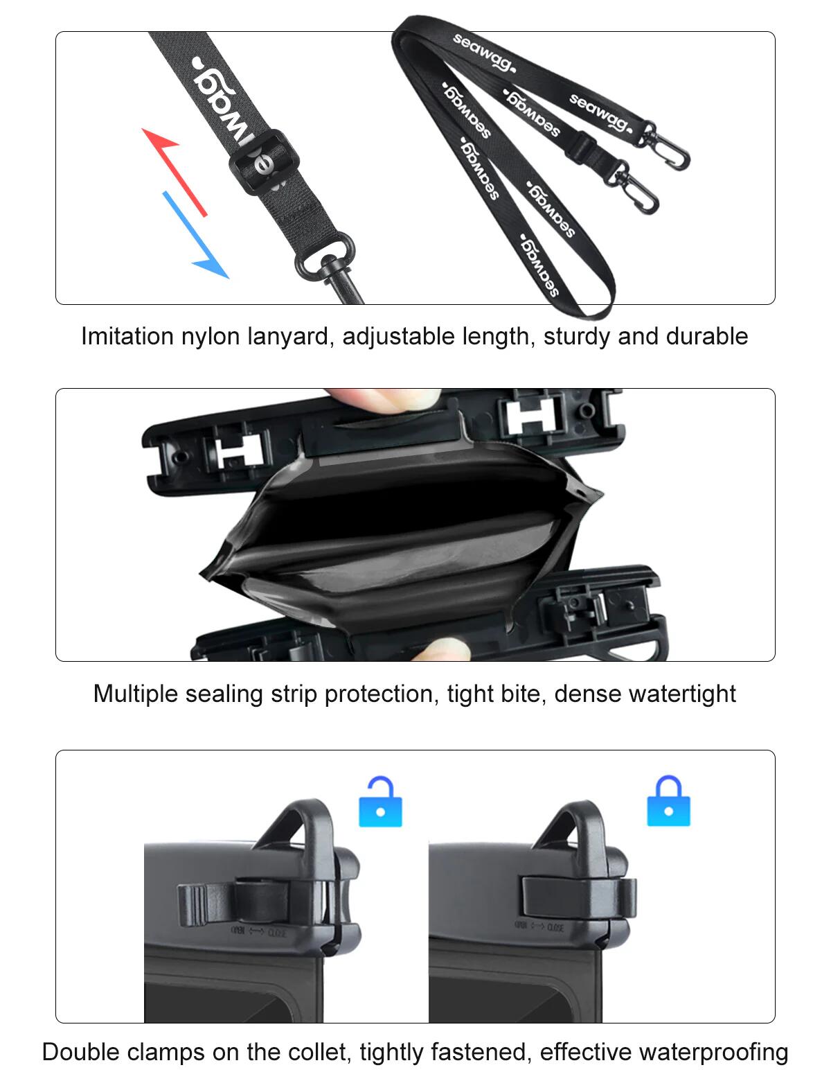 Funda impermeable para teléfono 7,5” IPX8 con doble compartimento Seawag Plus 5/7