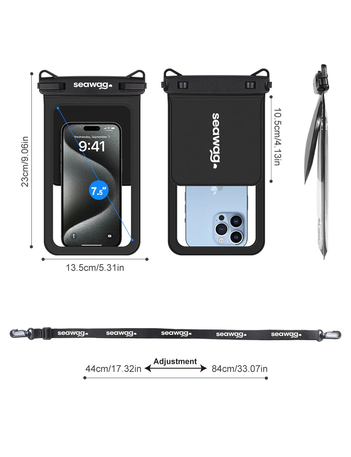 Funda impermeable para teléfono 7,5” IPX8 con doble compartimento Seawag Plus 4/7