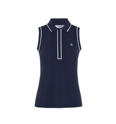 Origineel penguin mouwloos performance golfpoloshirt voor dames, marineblauw