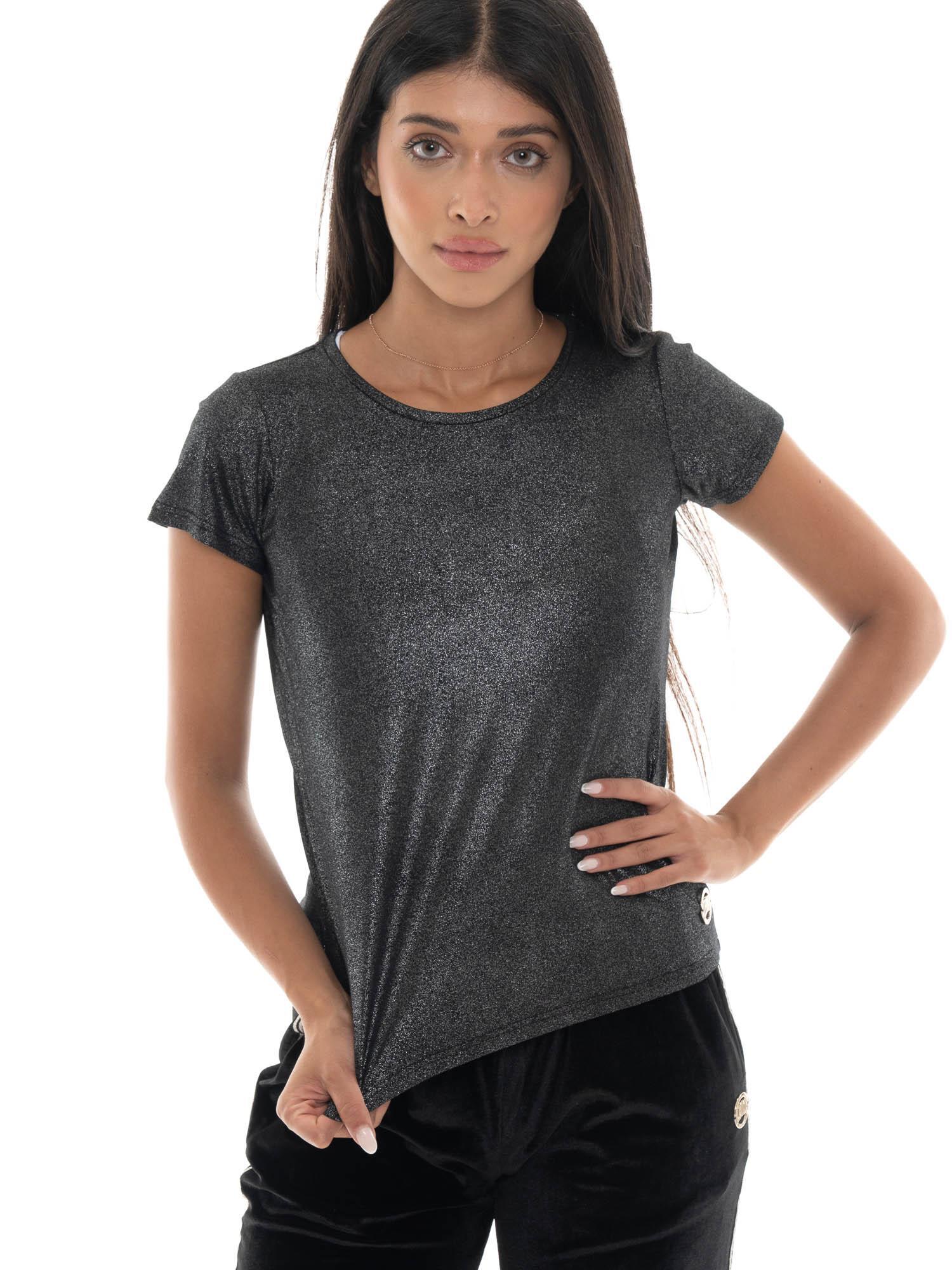 Camiseta de manga corta de lúrex para mujer Leone 1947 Gold Studs 5/5