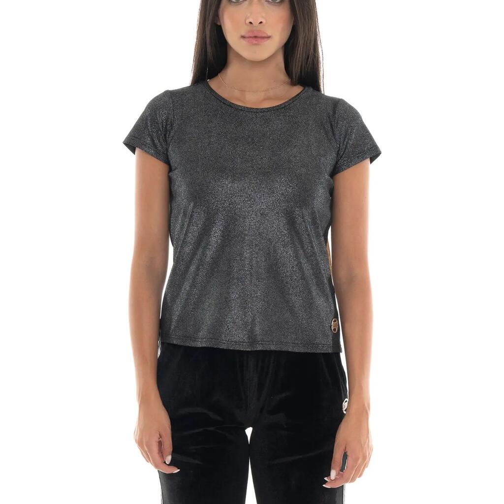 Woman t-shirt lurex Gold Studs
