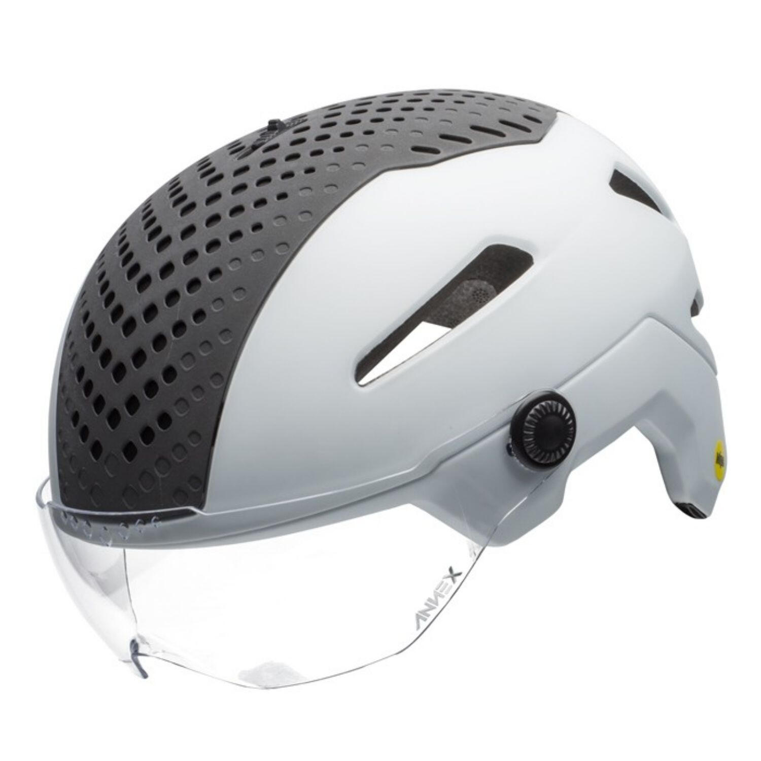 Casca de bicicletă Bell Annex Shield Mips rutieră cu vizieră albă