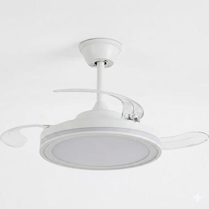 Ventilador de Pared 6 Velocidades Luces LED Regulable Blanco