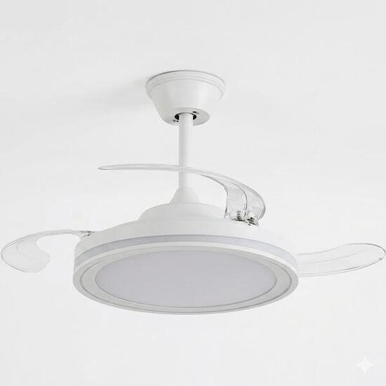 Ventilador de Pared 6 Velocidades Luces LED Regulable Blanco