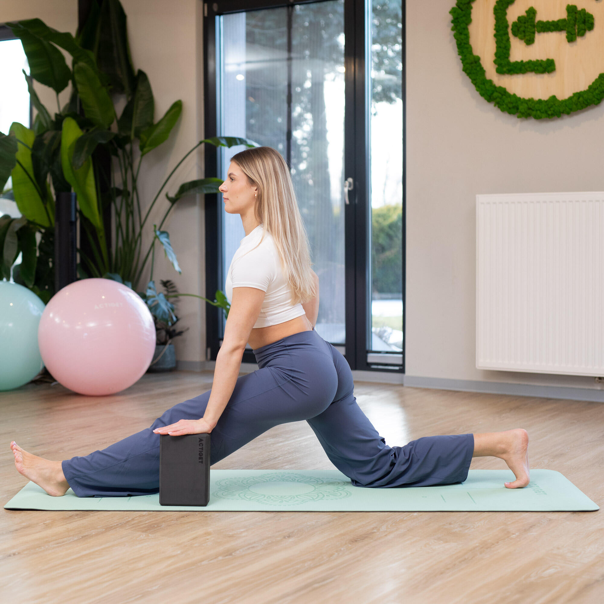 Mata do ćwiczeń jogi Actiget 183x61 cm do fitness pilates antypoślizgowa 2/7