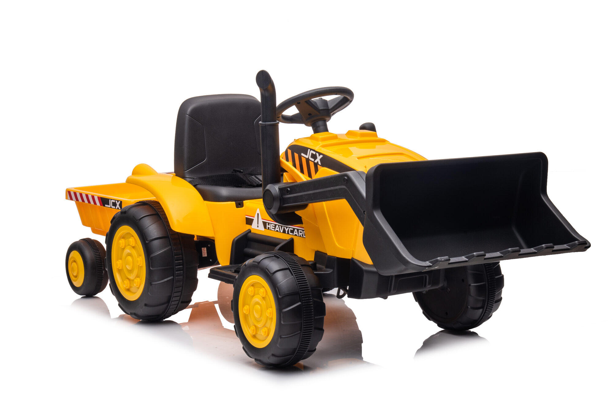 Camión de obra amarillo con volquete delantero y trasero 3–8 años 3/7