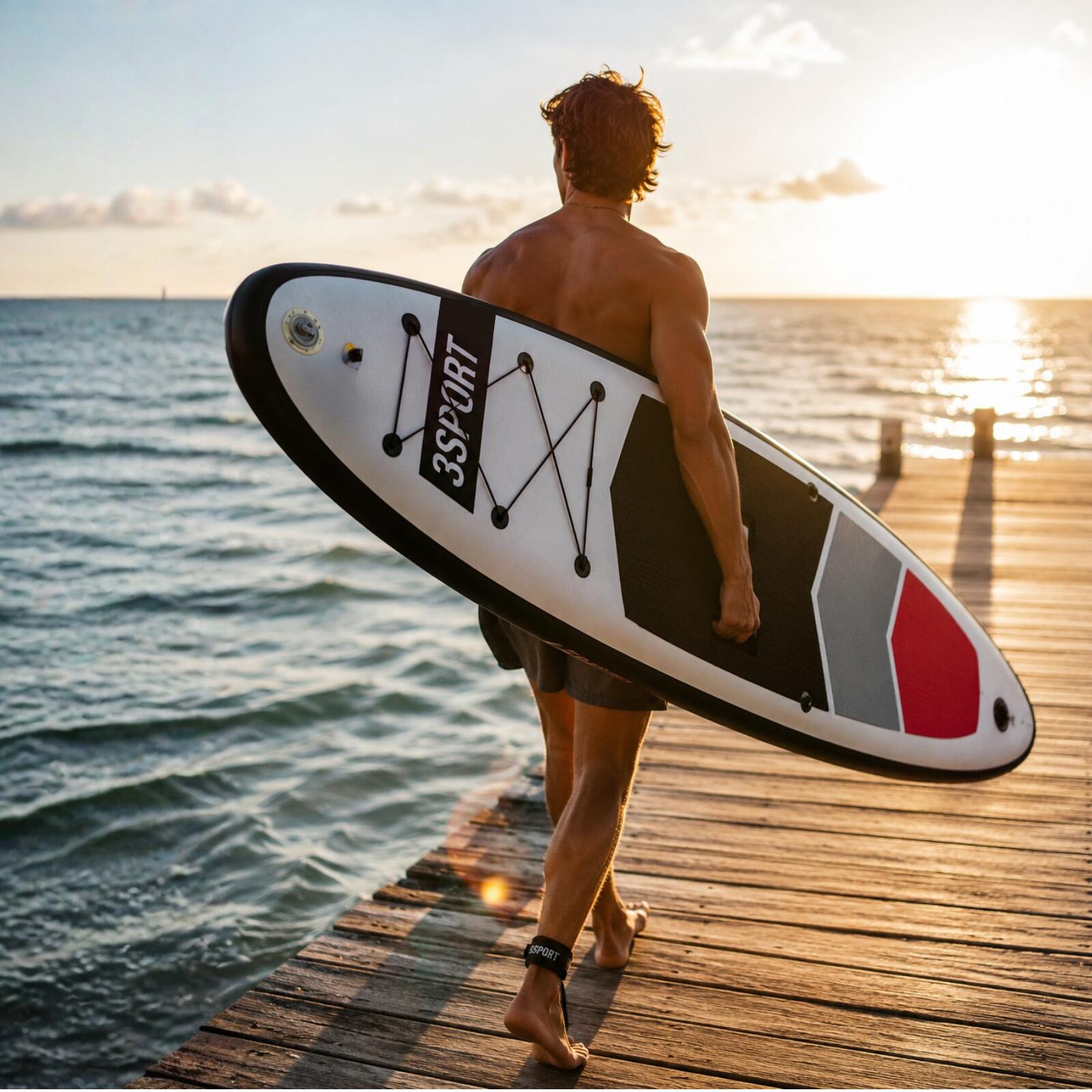 Deska Sup Stand Up Paddle Board 3Sport 320 Cm Czerwono-Biała 5/7