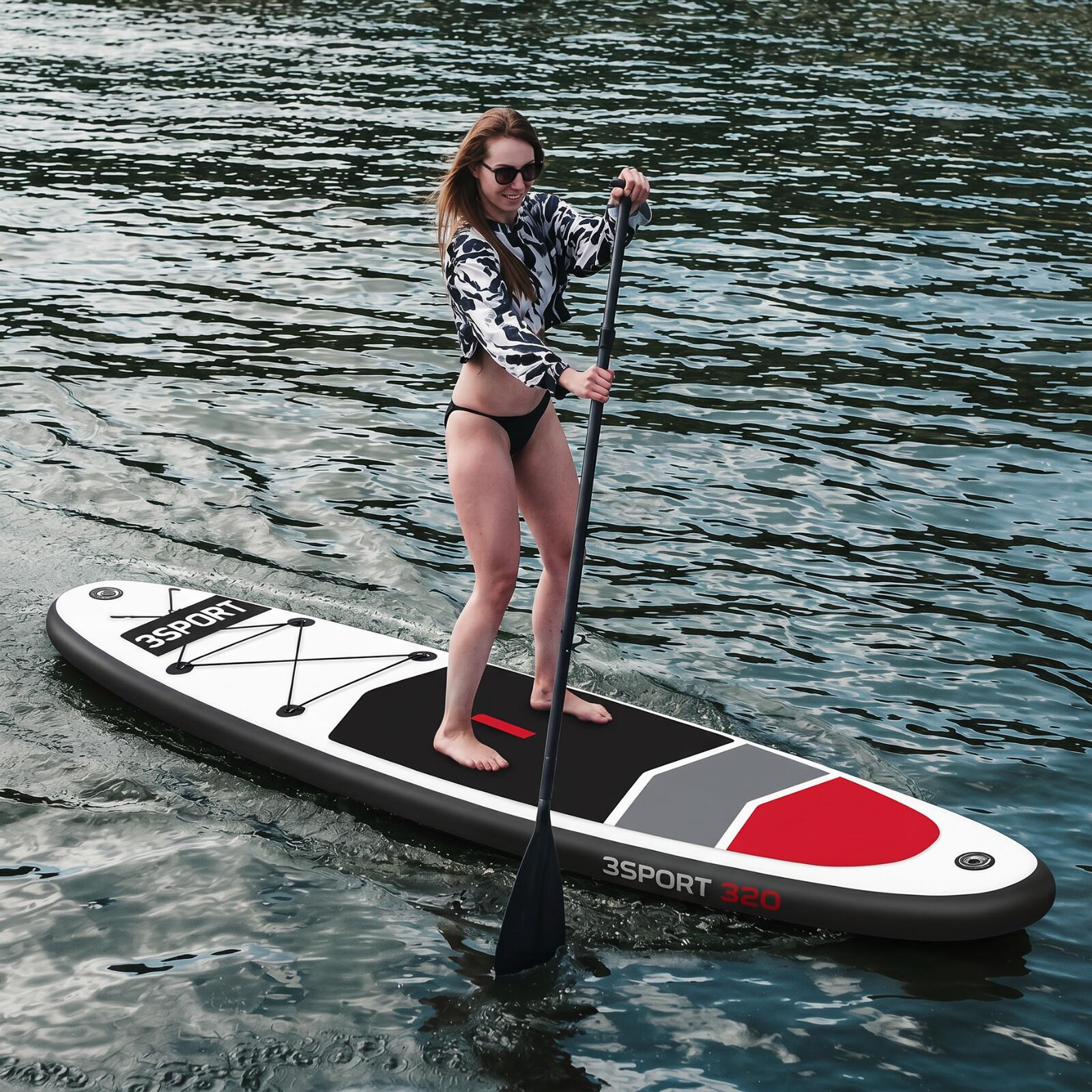 Deska Sup Stand Up Paddle Board 3Sport 320 Cm Czerwono-Biała 4/7