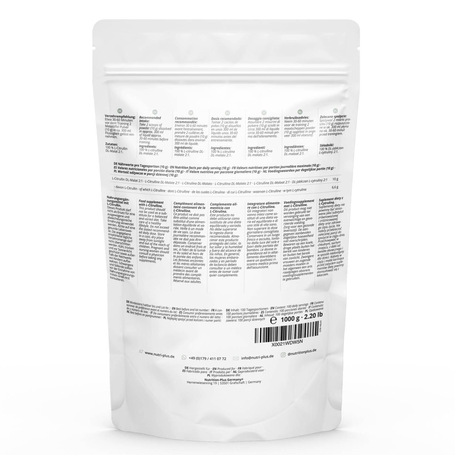 L-Citrullin Malat Pulver 1000g 2/5