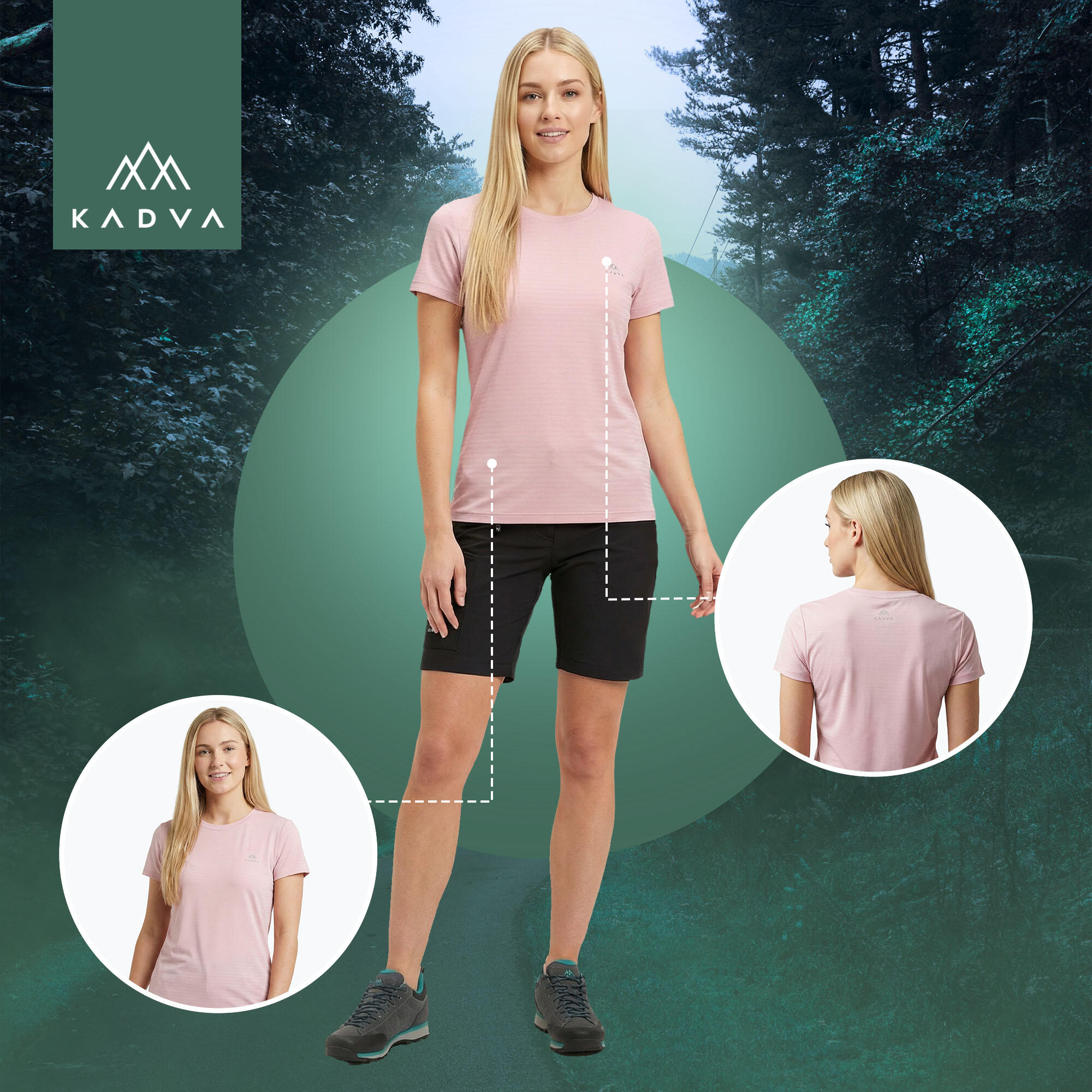 Damen-Trekking-T-Shirt KADVA TrailCore 3/7