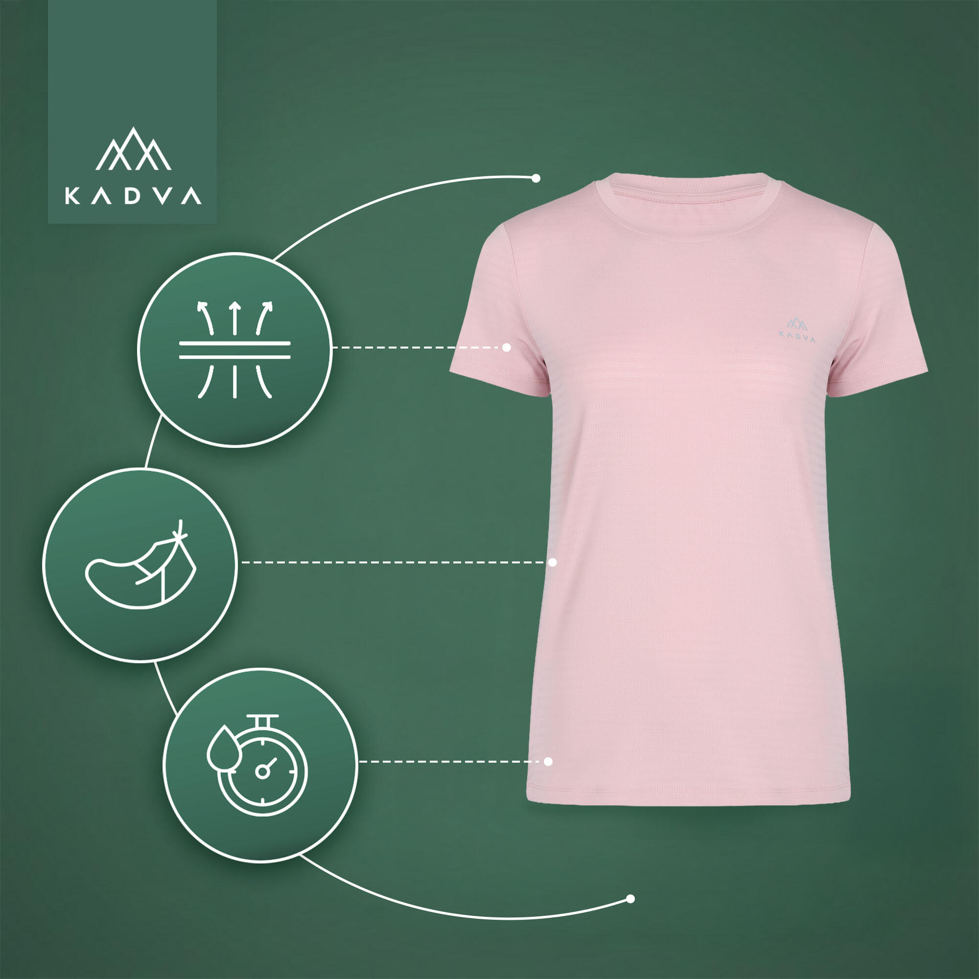 Damen-Trekking-T-Shirt KADVA TrailCore 6/7