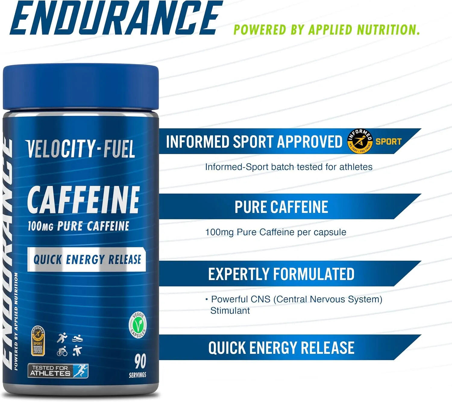 Pre-workout - Endurance Pure Caffeine (90 Caps) 3/6