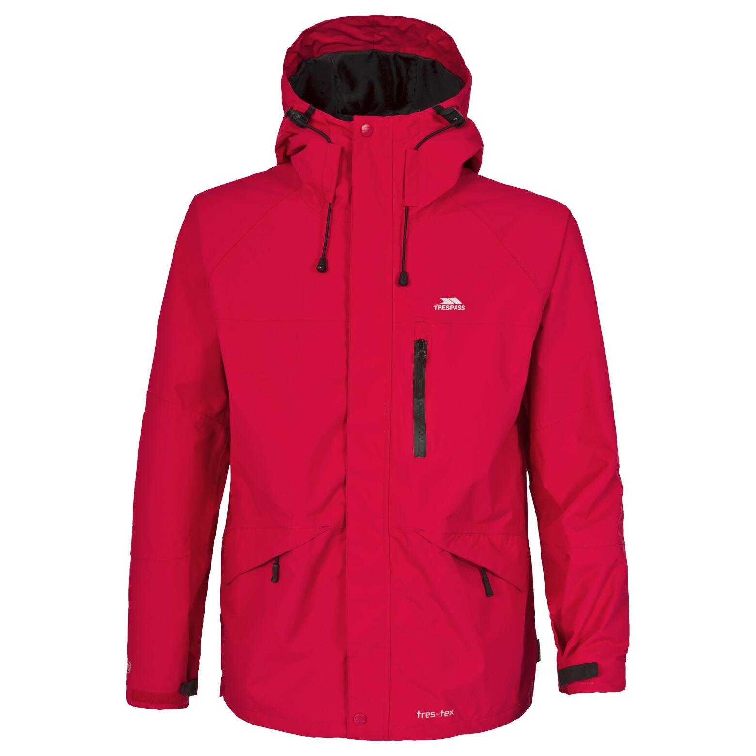 TRESPASS Mens Corvo Hooded Full Zip Waterproof Jacket/Coat (Red)