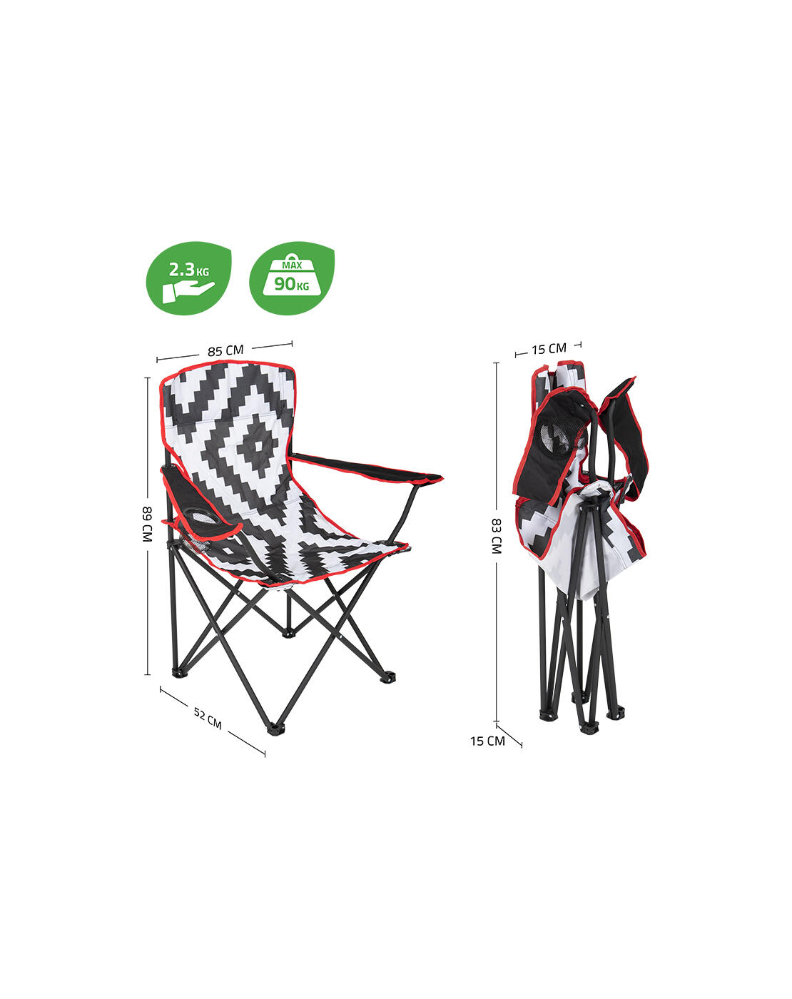 Urban Outdoor - Set van 2 Vouwstoelen - Madison - Staal 2/7