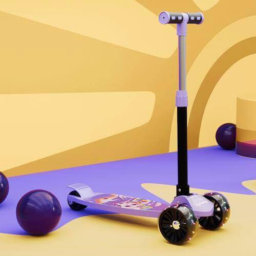 Lifelong LLKS14 Kick Scooter with Adjustable Height & LED Wheels (Max User Weight: 50kg) Kids Scooter (Purple & Black, Pack of 1) -  1