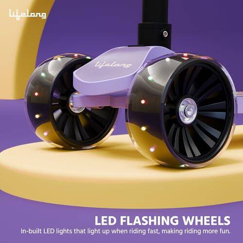 Lifelong LLKS14 Kick Scooter with Adjustable Height & LED Wheels (Max User Weight: 50kg) Kids Scooter (Purple & Black, Pack of 1) -  2