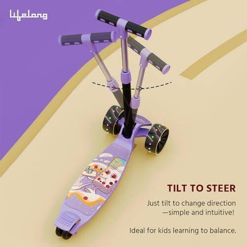 Lifelong LLKS14 Kick Scooter with Adjustable Height & LED Wheels (Max User Weight: 50kg) Kids Scooter (Purple & Black, Pack of 1) -  5