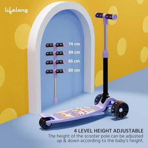 Lifelong LLKS14 Kick Scooter with Adjustable Height & LED Wheels (Max User Weight: 50kg) Kids Scooter (Purple & Black, Pack of 1) -  4